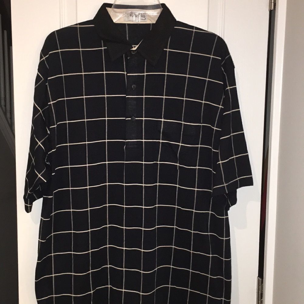 Vintage Black Check Enro Golf pocket polo shirt
